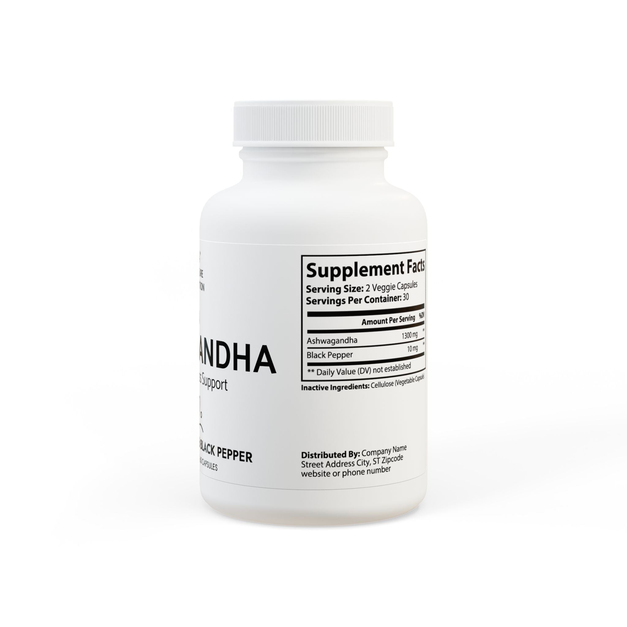 Ashwagandha and Black Pepper Supplement (60 capsules) - Earth Treasure Nutrition