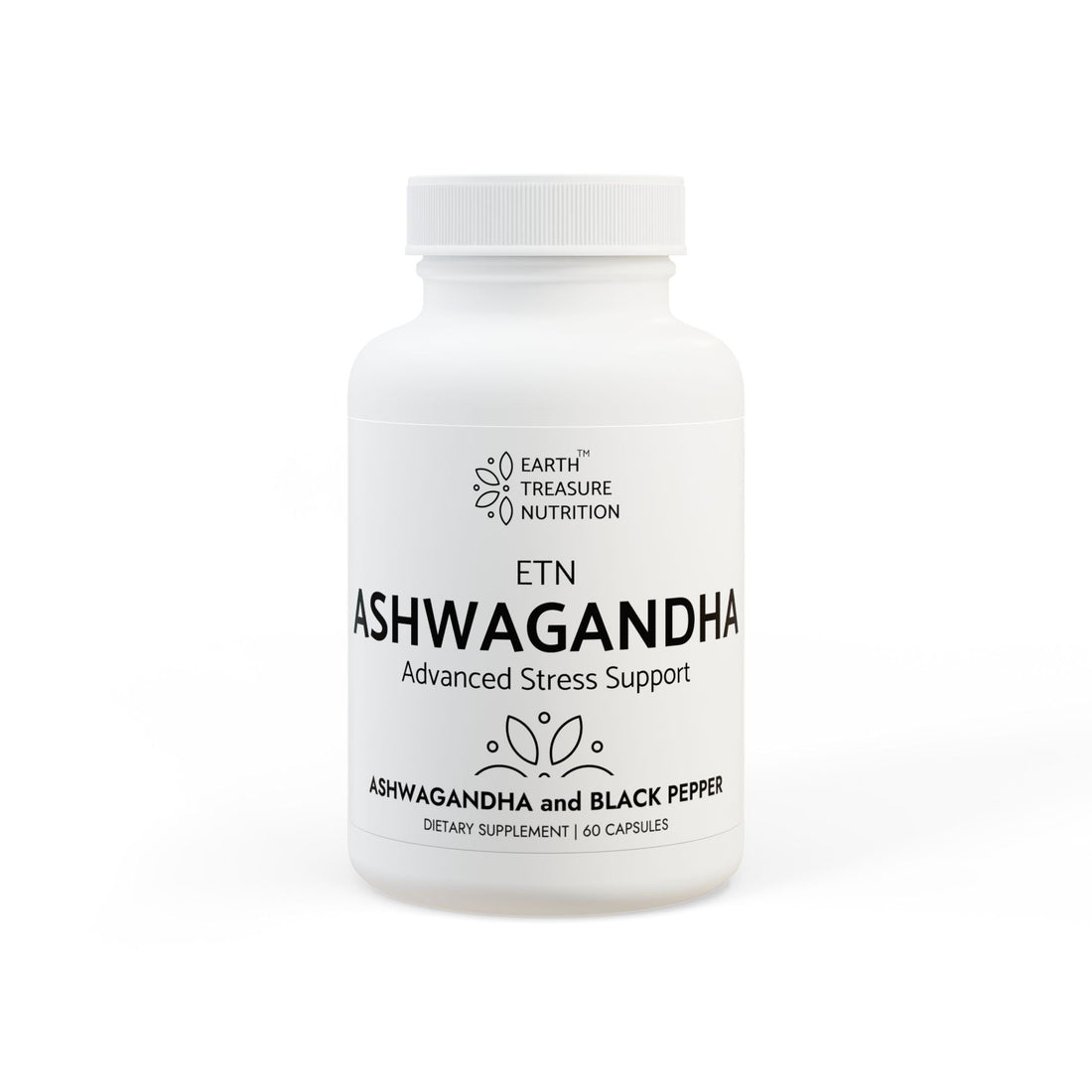 Ashwagandha and Black Pepper Supplement (60 capsules) - Earth Treasure Nutrition
